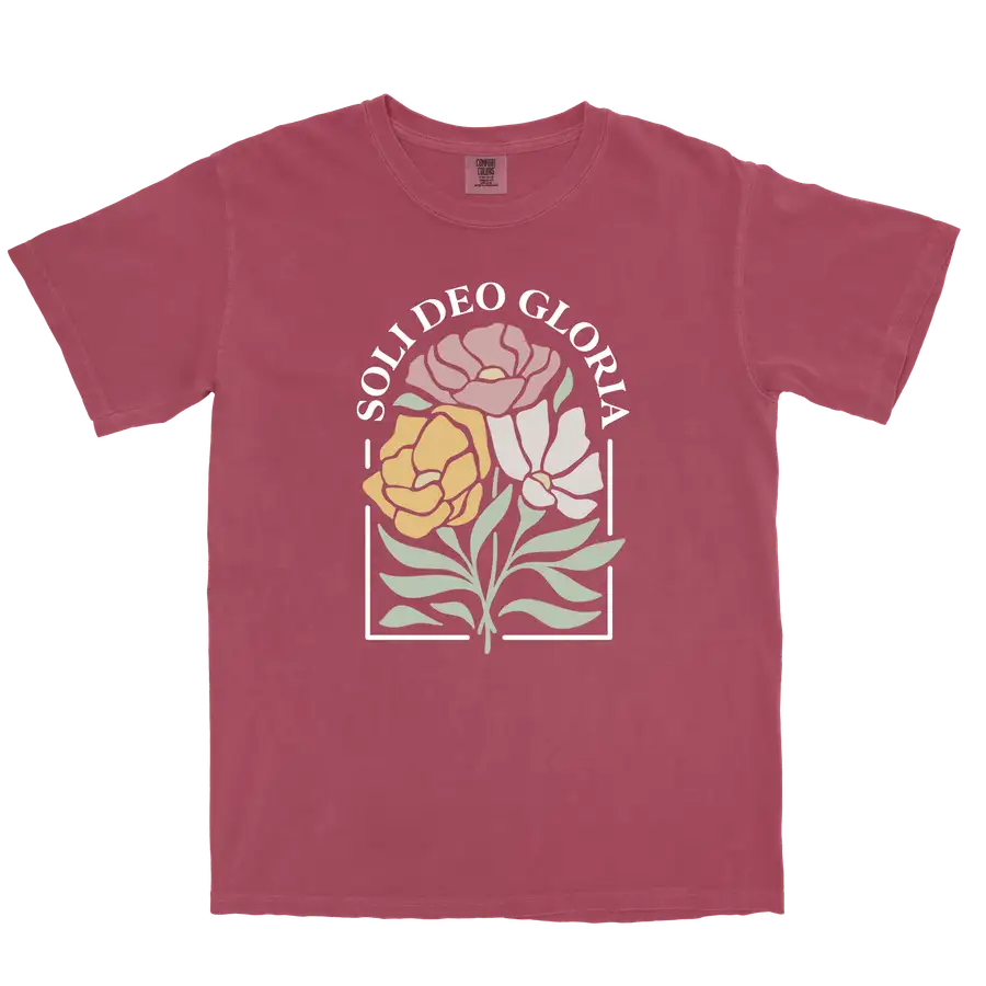 Soli Deo Gloria Floral Comfort Colors Heavyweight Tee
