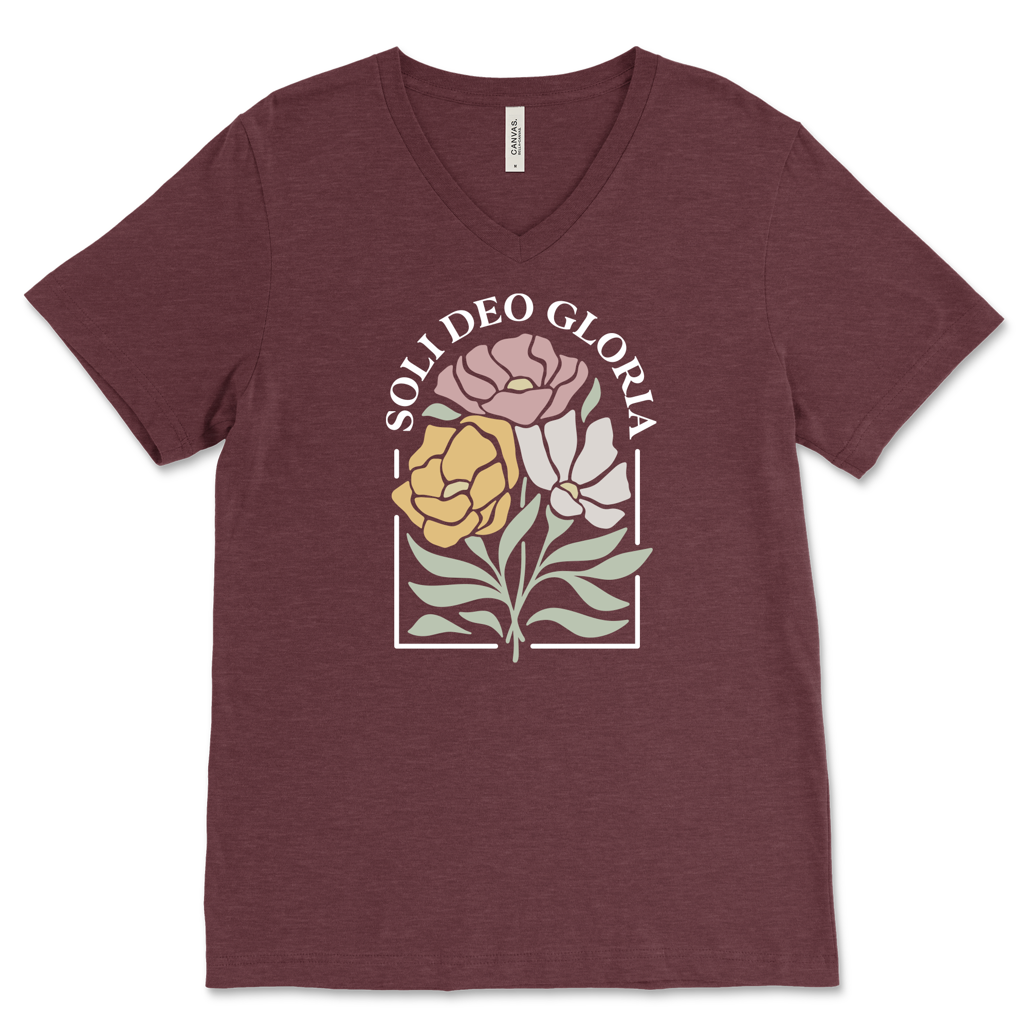 Soli Deo Gloria Floral V‐Neck Tee