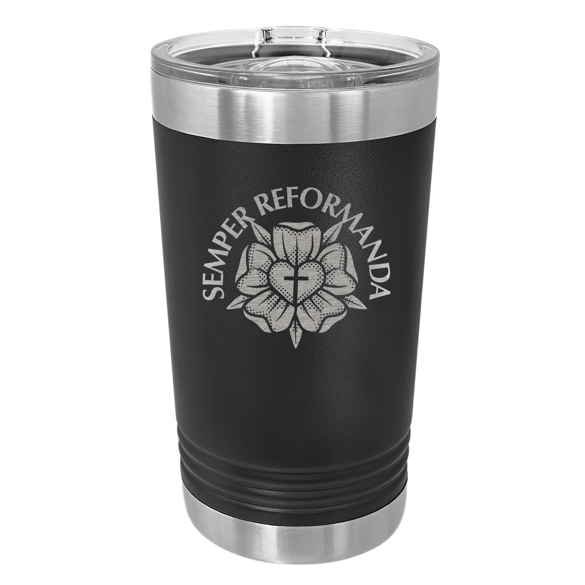 Semper Reformanda Lutheran Rose Insulated Pint