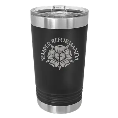 Semper Reformanda Lutheran Rose Insulated Pint