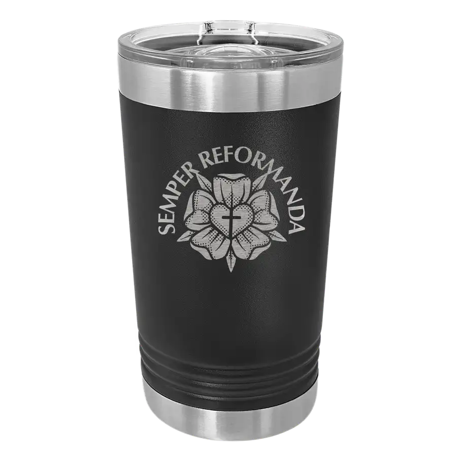 Semper Reformanda Lutheran Rose Insulated Pint