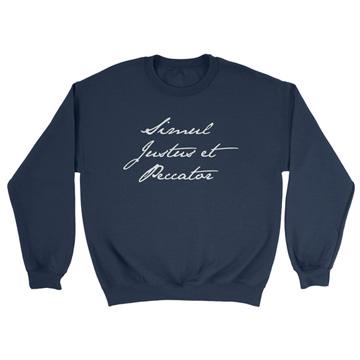 Simul Justus et Peccator (Script) Crewneck Sweatshirt