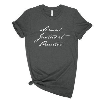 Simul Justus et Peccator (Script) Unisex Tee