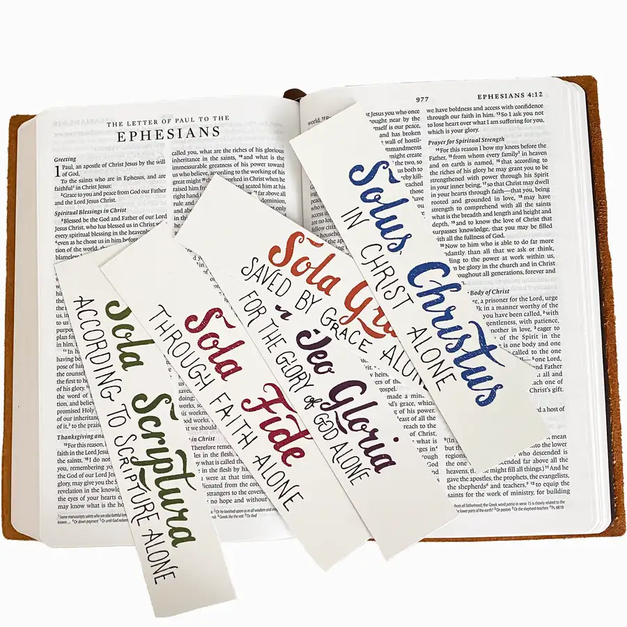 Five Solas Hand Lettered Bookmark Set #3