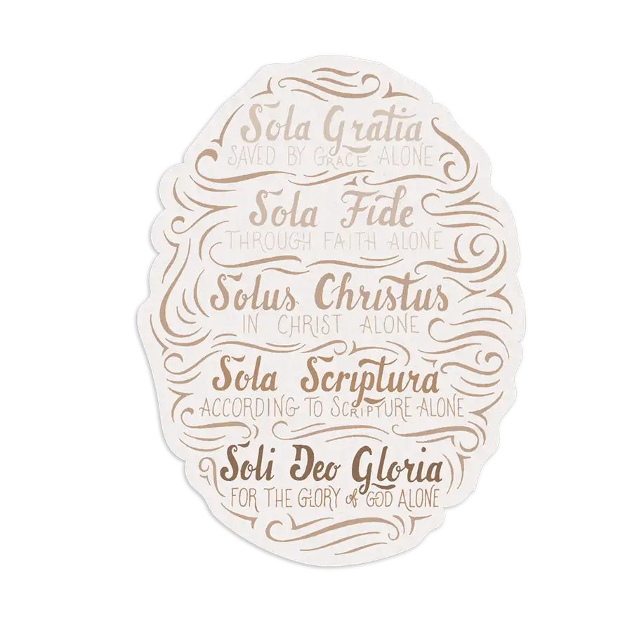 The Five Solas Handlettered Sticker #2