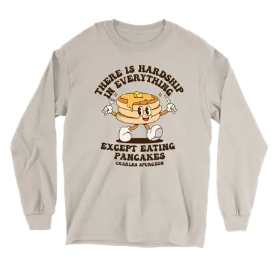 Eating Pancakes Retro Long Sleeve Tee