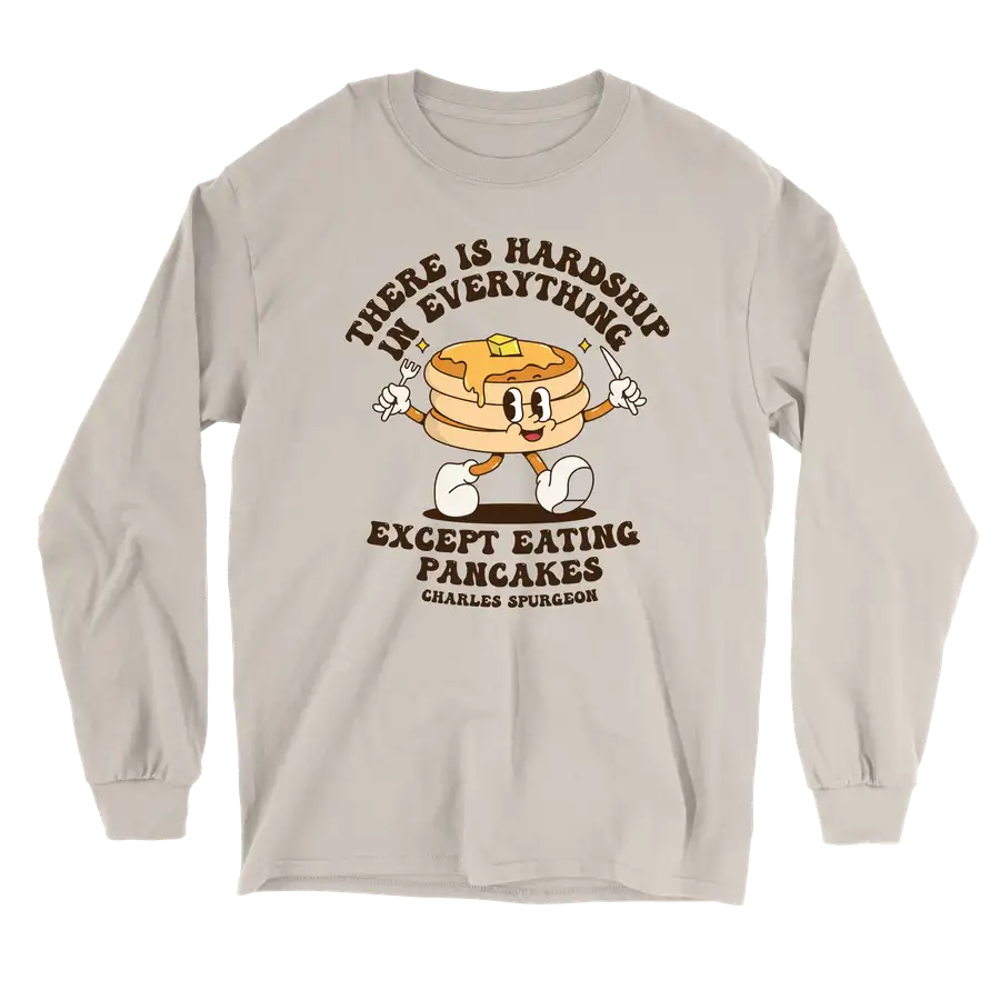 Eating Pancakes Retro Long Sleeve Tee