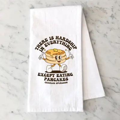 Eating Pancakes Retro Tea Towel