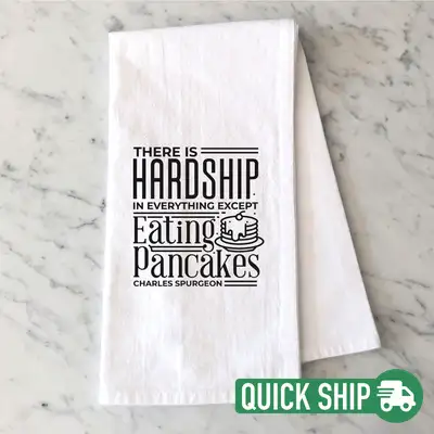Eating Pancakes Tea Towel Quick Ship