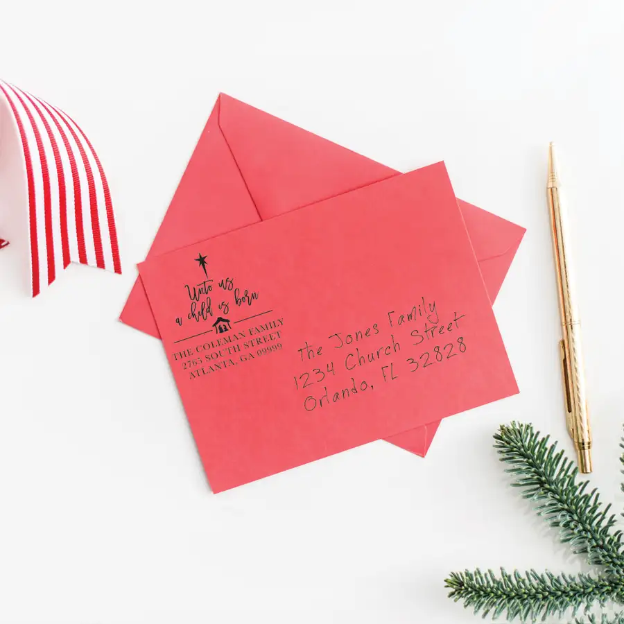 Unto Us A Child Address Stamp #2