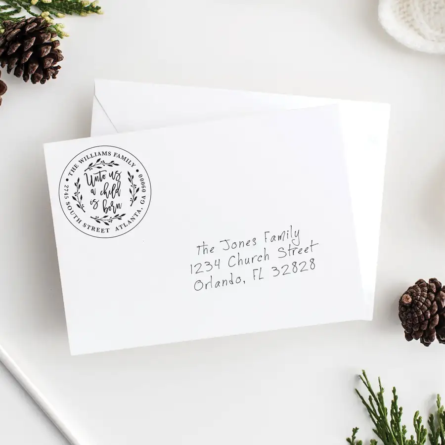 Unto Us A Child Is Born Address Stamp #2
