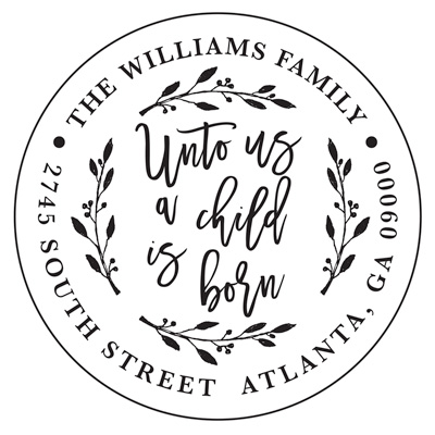 Unto Us A Child Is Born Address Stamp