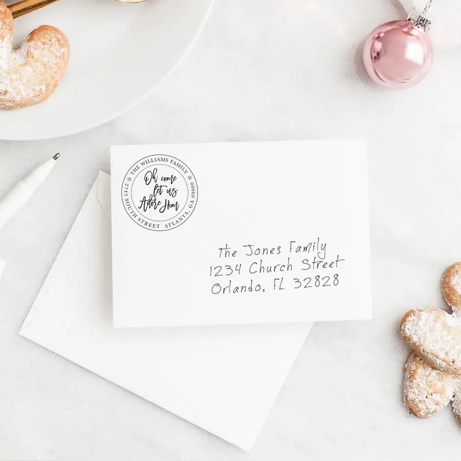 Oh Come Let Us Adhore Him Address Stamp #2