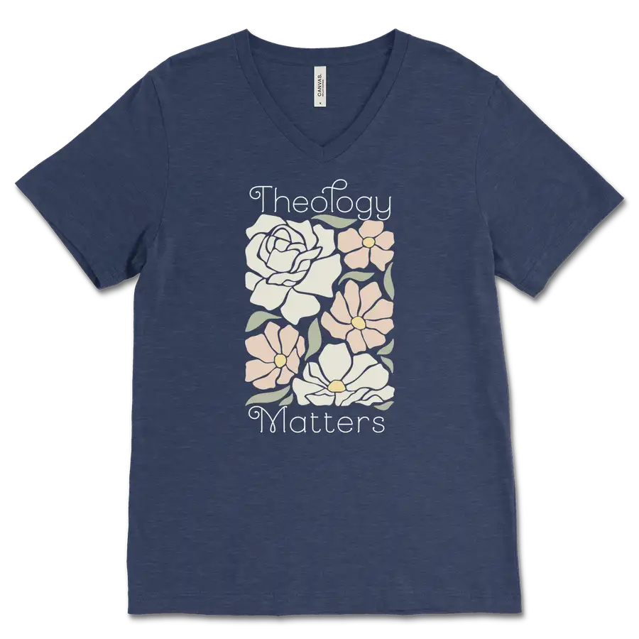 Theology Matters Floral V&dash;Neck Tee