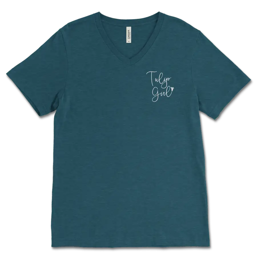 Tulip Girl Left Chest V&dash;Neck Tee