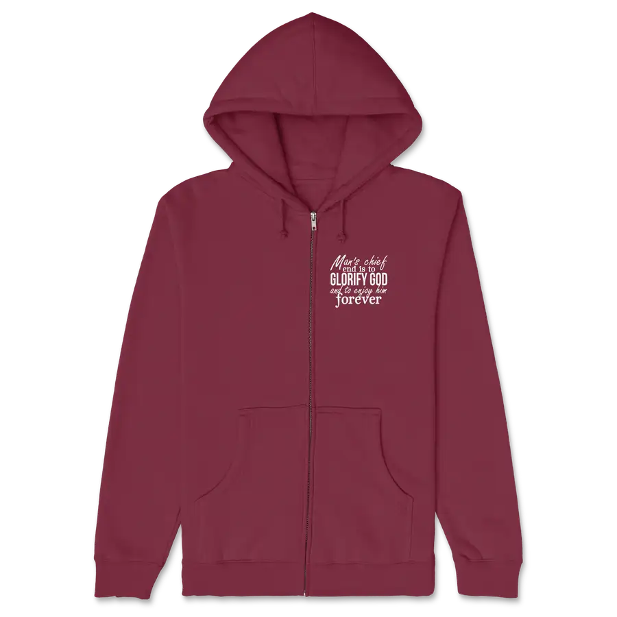 Man's Chief End Left Chest Zipper Hoodie