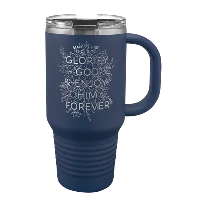 Glorify God And Enjoy Him Floral  32 oz Insulated Travel Tumbler