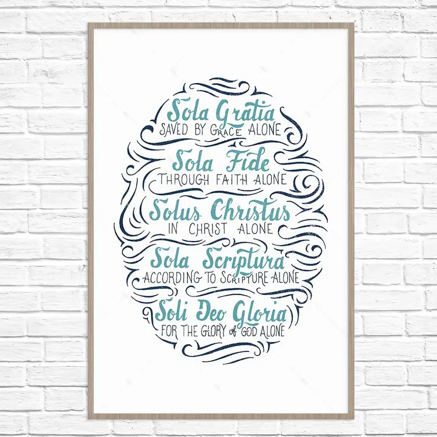 The Five Solas Handlettered Poster Print