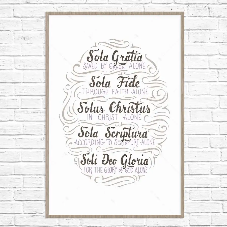 The Five Solas Handlettered Poster Print #2