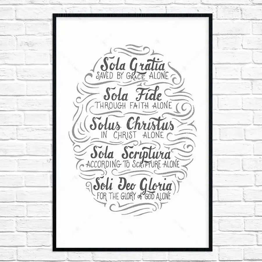 The Five Solas Handlettered Poster Print #3