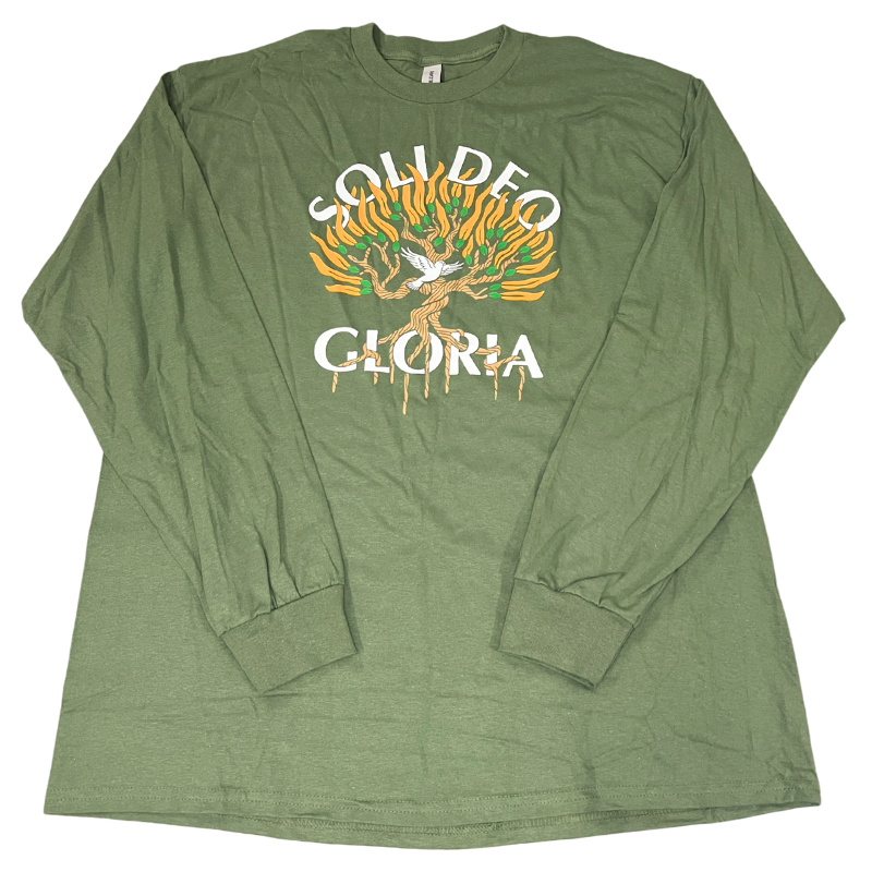 Clearance: XL, Military Green, Soli Deo Gloria Burning Bush Longsleeve