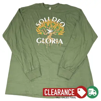 Clearance: XL, Military Green, Soli Deo Gloria Burning Bush Longsleeve