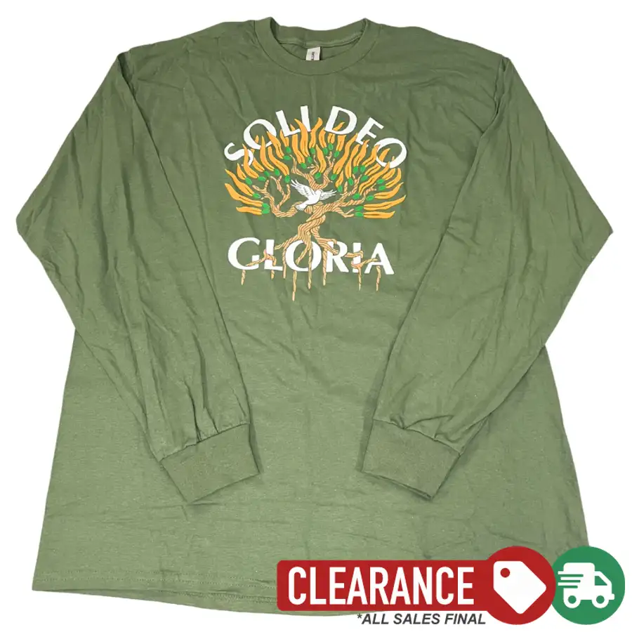 Clearance: XL, Military Green, Soli Deo Gloria Burning Bush Longsleeve