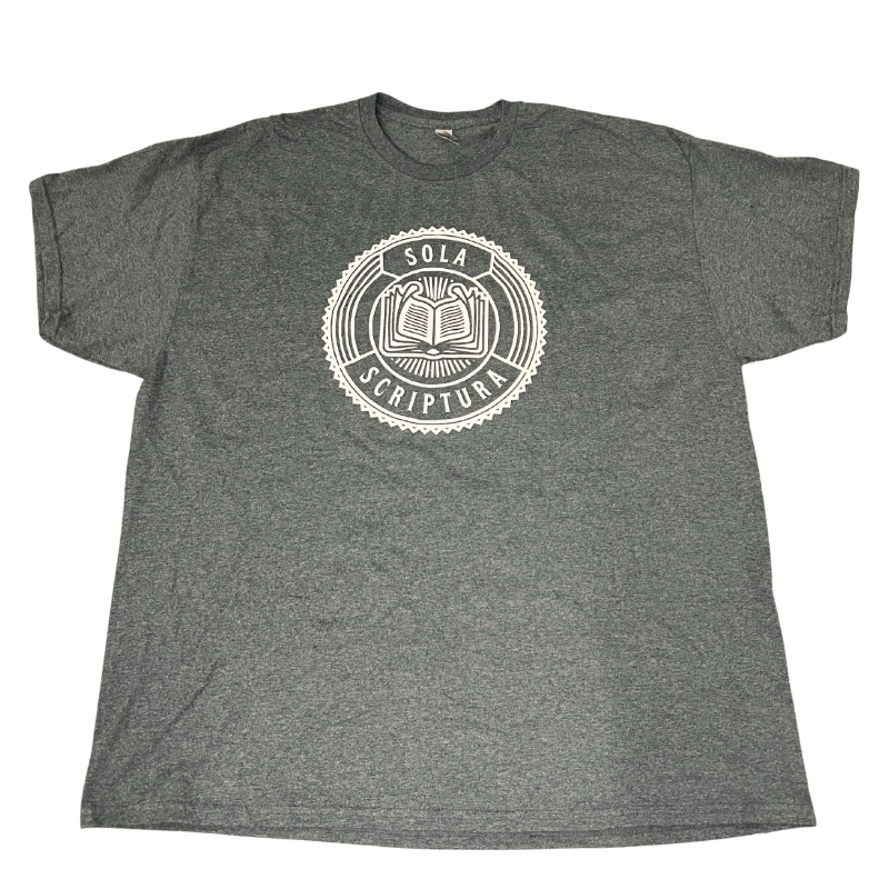 Clearance: 2XL, Dark Heather, Sola Scriptura Badge Standard Tee