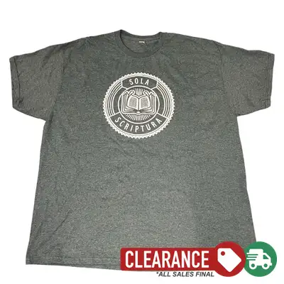 Clearance: 2XL, Dark Heather, Sola Scriptura Badge Standard Tee
