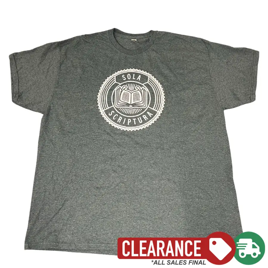 Clearance: 2XL, Dark Heather, Sola Scriptura Badge Standard Tee