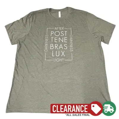Clearance: 3XL, Heather Military Green, Post Tenebras Lux Script Tee