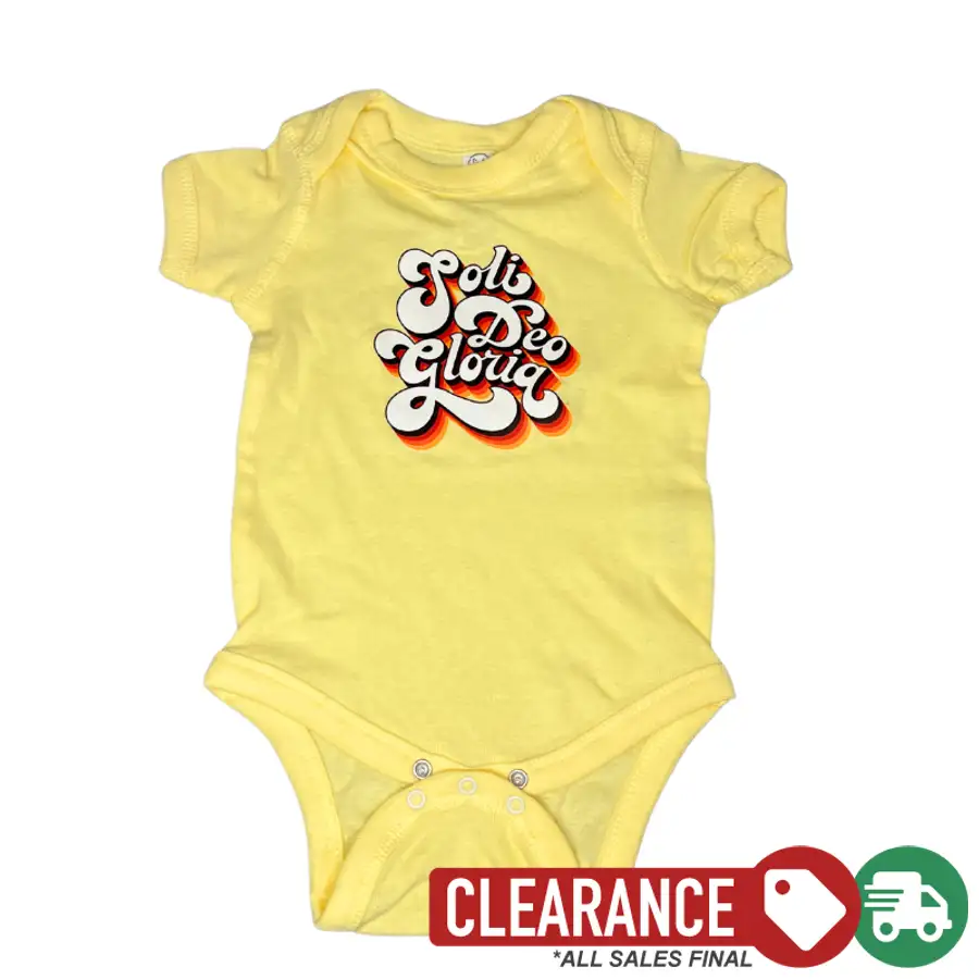 Clearance: 6 Months, Banana, Soli Deo Gloria Retro Onesie