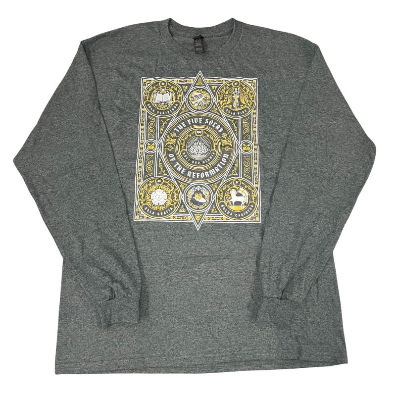 Clearance: L, Dark Heather, The Five Solas Of The Reformation Longsleeve