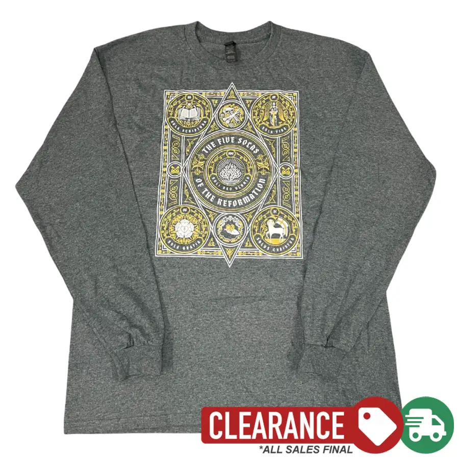 Clearance: L, Dark Heather, The Five Solas Of The Reformation Longsleeve