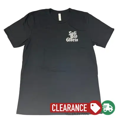 Clearance: L, Solid Black, Soli Deo Gloria (Blackletter) Left Chest Tee