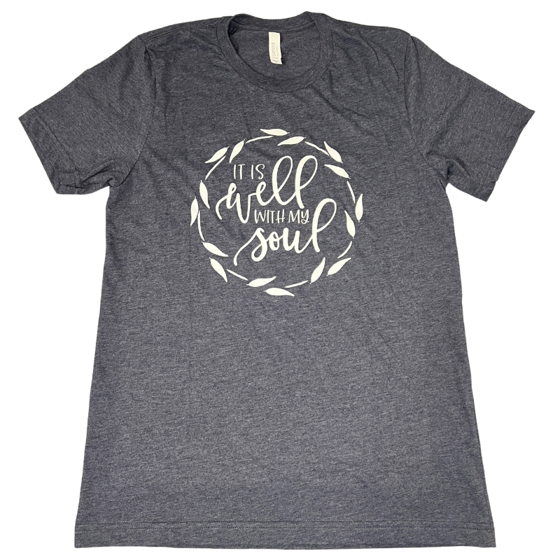 Clearance: M, Heather Midnight Navy, It Is Well With My Soul Tee
