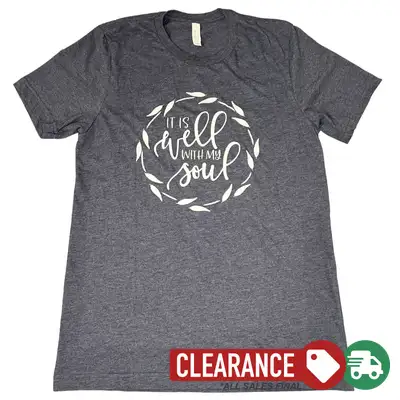 Clearance: M, Heather Midnight Navy, It Is Well With My Soul Tee