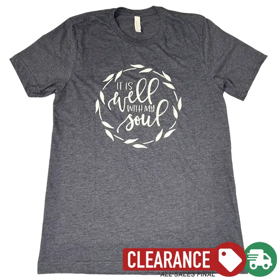 Clearance: M, Heather Midnight Navy, It Is Well With My Soul Tee