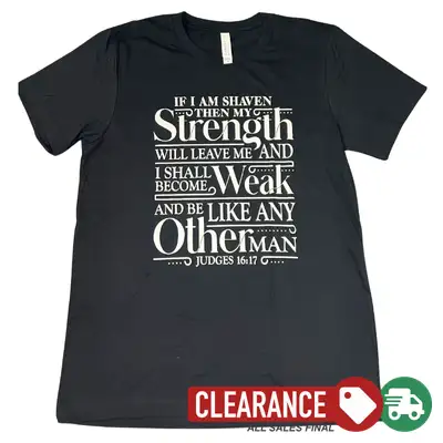 Clearance: M, Solid Black, Strength Will Leave Me Tee