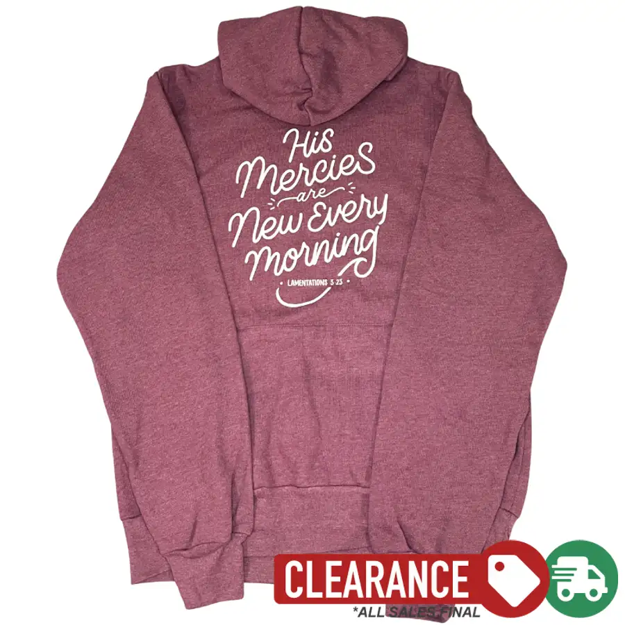 Clearance: Small, Heather Maroon, His Mercies Are New Ladies Hoodie