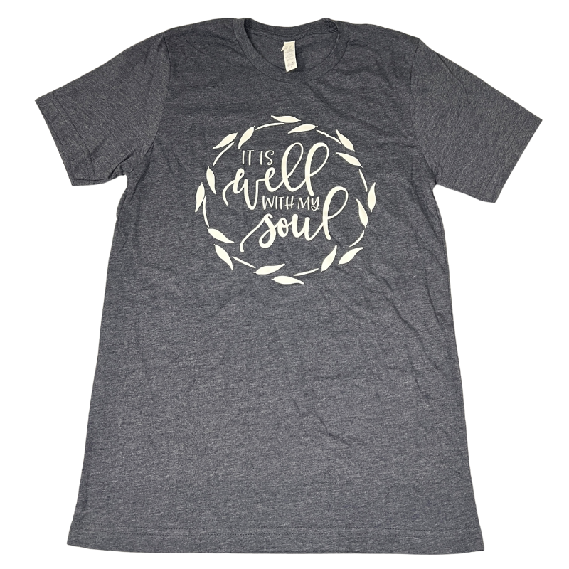 Clearance: S, Heather Midnight Navy, It Is Well With My Soul Tee