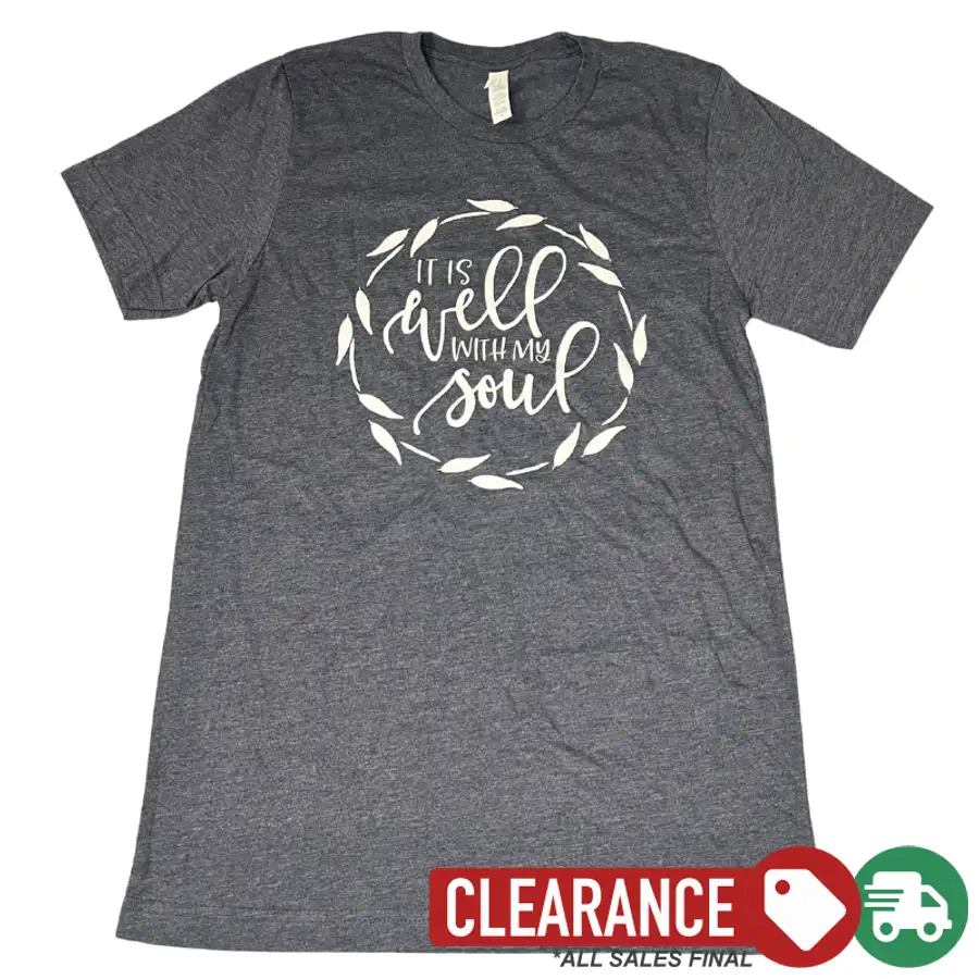 Clearance: S, Heather Midnight Navy, It Is Well With My Soul Tee