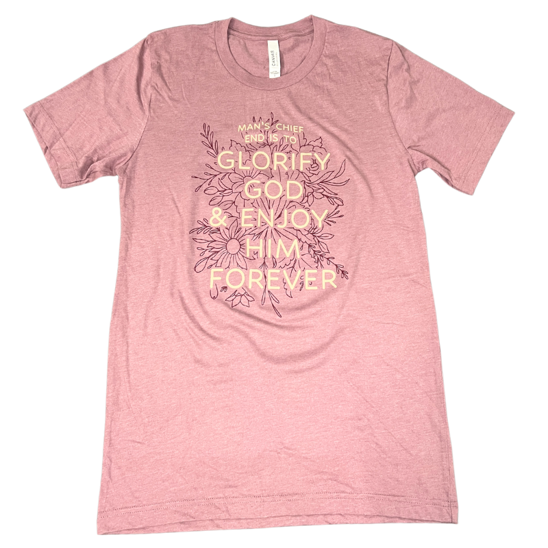 Clearance: S, Heather Orchid, Glorify God And Enjoy Him Tee