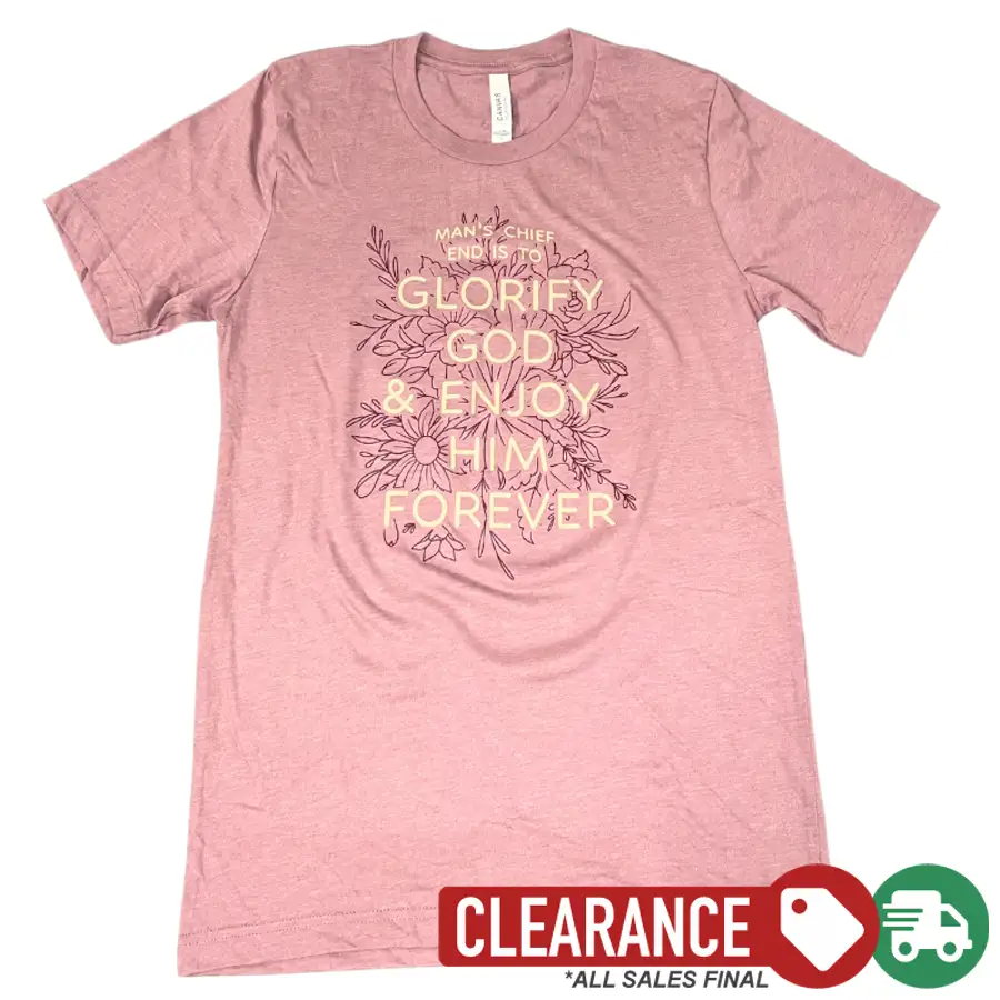 Clearance: S, Heather Orchid, Glorify God And Enjoy Him Tee
