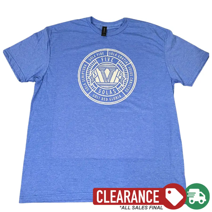 Clearance: XL, Heather Royal, Five Solas Badge Gilden Softstyle Tee
