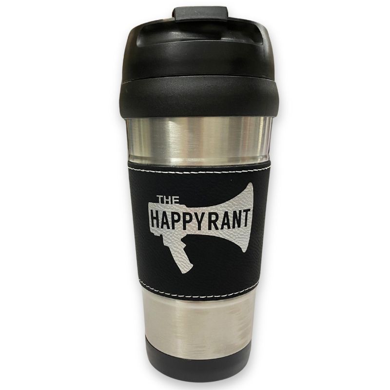 Clearance: Black Silver, The Happy Rant Leatherette Coffee Tumbler