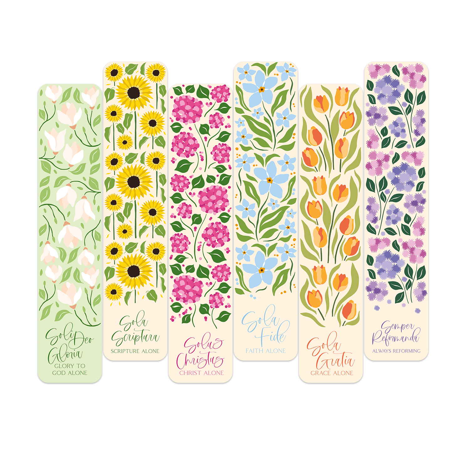 Five Solas Flowers Bookmark Set