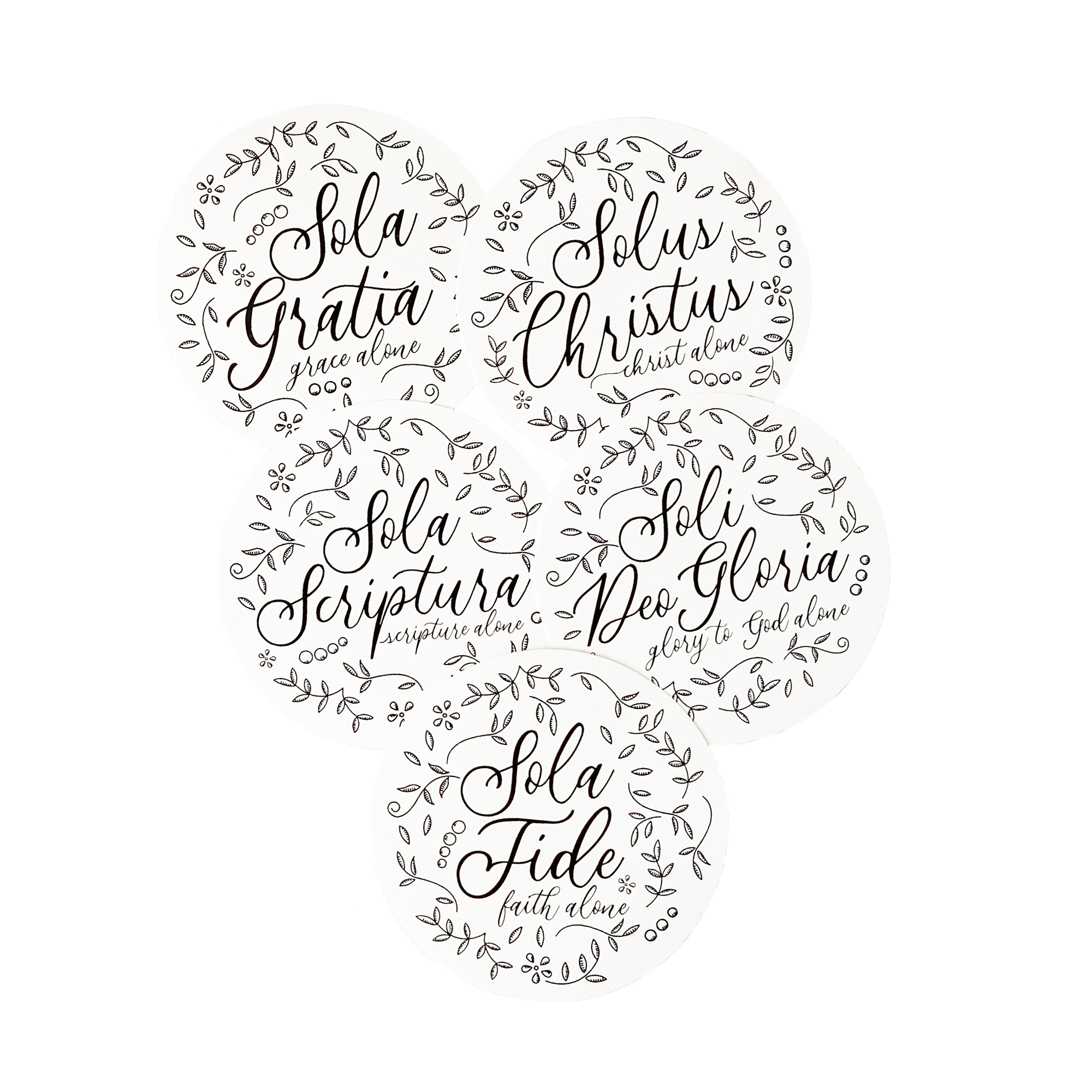 The Floral Five Solas Sticker Set