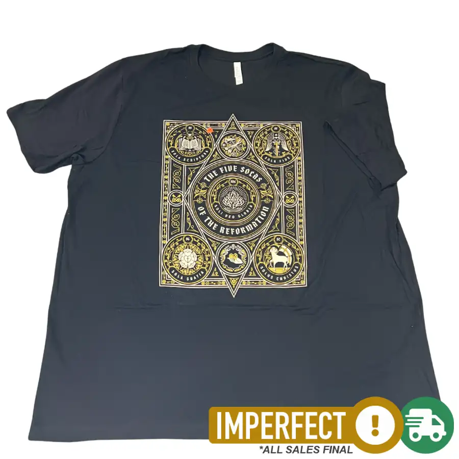 Imperfection: 5XL, Solid Black, The Five Solas Of The Reformation Tee