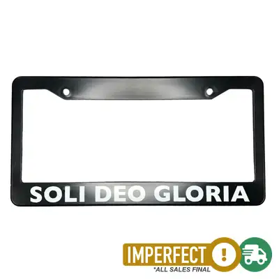 Imperfection: Soli Deo Gloria Liscense Plate Frame